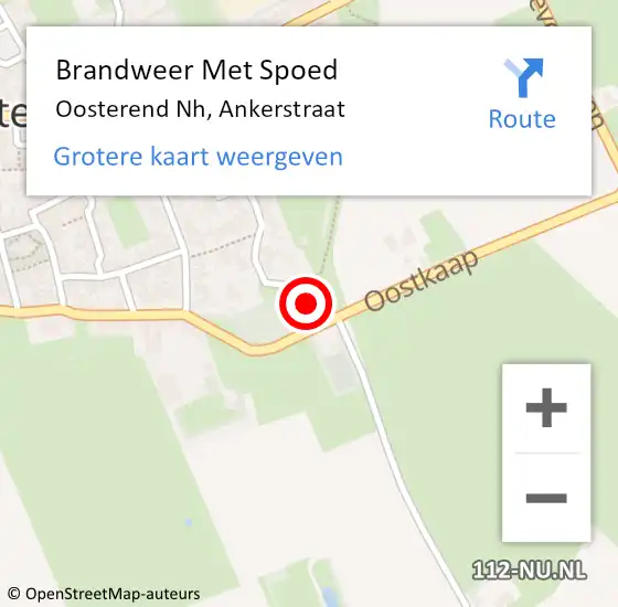 Locatie op kaart van de 112 melding: Brandweer Met Spoed Naar Oosterend Nh, Ankerstraat op 15 november 2017 13:48