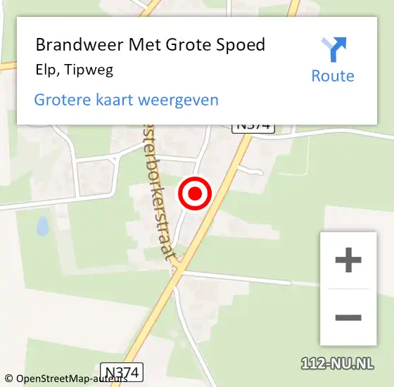 Locatie op kaart van de 112 melding: Brandweer Met Grote Spoed Naar Elp, Tipweg op 15 november 2017 14:21