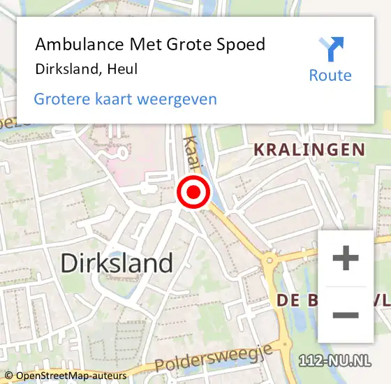 Locatie op kaart van de 112 melding: Ambulance Met Grote Spoed Naar Dirksland, Heul op 15 november 2017 14:33