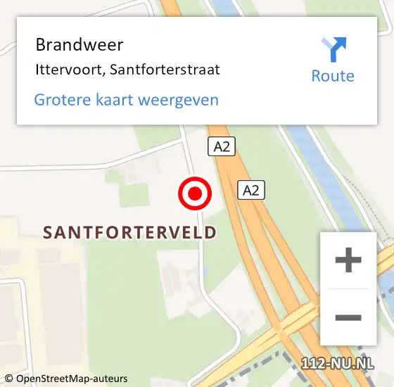 Locatie op kaart van de 112 melding: Brandweer Ittervoort, Santforterstraat op 15 november 2017 15:02