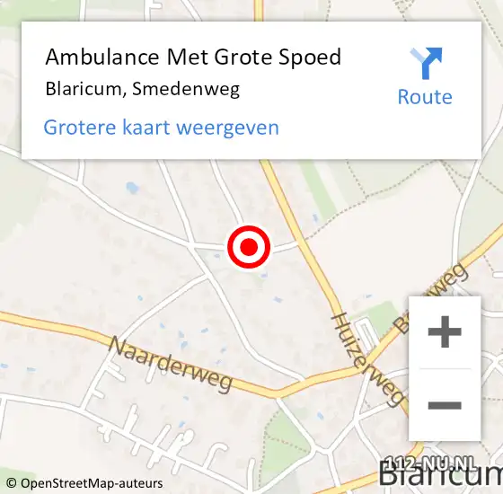 Locatie op kaart van de 112 melding: Ambulance Met Grote Spoed Naar Blaricum, Smedenweg op 7 februari 2014 04:44