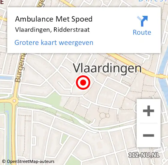 Locatie op kaart van de 112 melding: Ambulance Met Spoed Naar Vlaardingen, Ridderstraat op 15 november 2017 15:20
