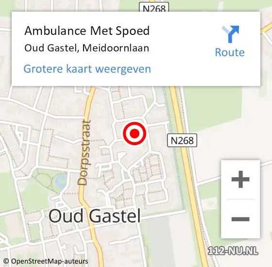 Locatie op kaart van de 112 melding: Ambulance Met Spoed Naar Oud Gastel, Meidoornlaan op 7 februari 2014 04:53