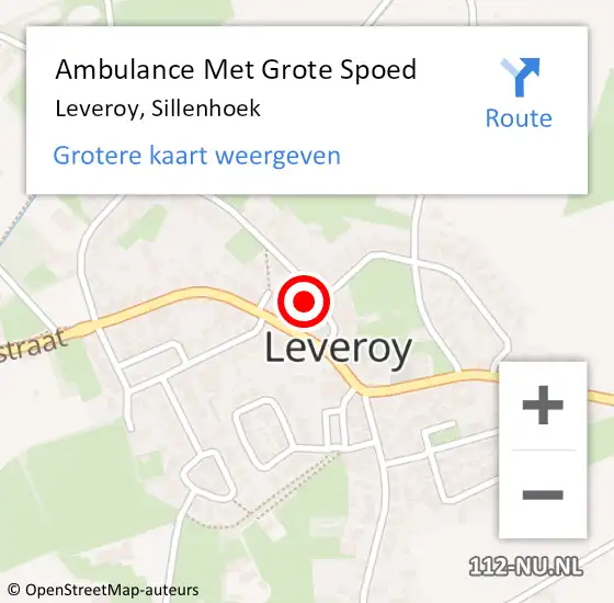 Locatie op kaart van de 112 melding: Ambulance Met Grote Spoed Naar Leveroy, Sillenhoek op 15 november 2017 15:31