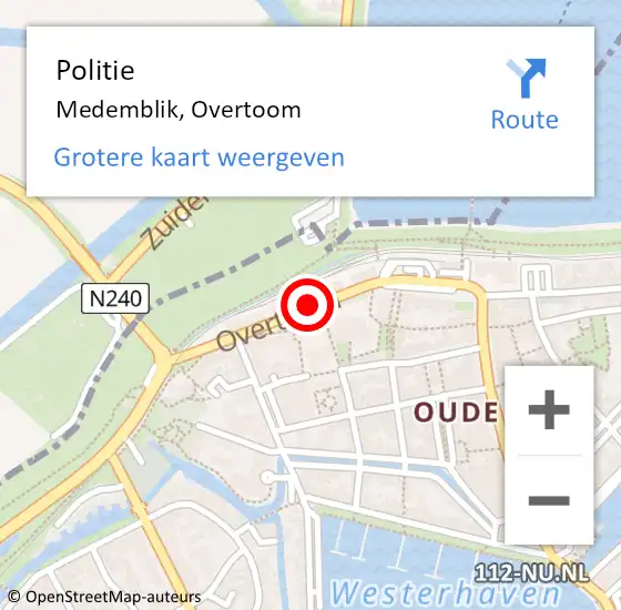 Locatie op kaart van de 112 melding: Politie Medemblik, Overtoom op 15 november 2017 17:06