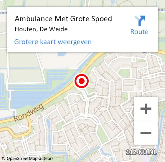 Locatie op kaart van de 112 melding: Ambulance Met Grote Spoed Naar Houten, De Weide op 15 november 2017 17:43