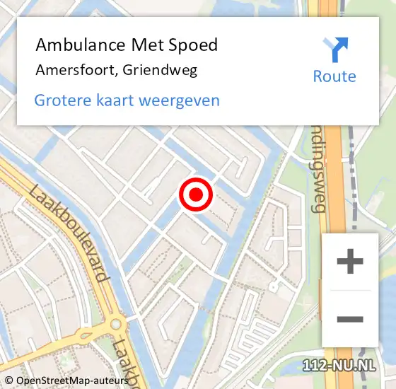 Locatie op kaart van de 112 melding: Ambulance Met Spoed Naar Amersfoort, Griendweg op 15 november 2017 18:02