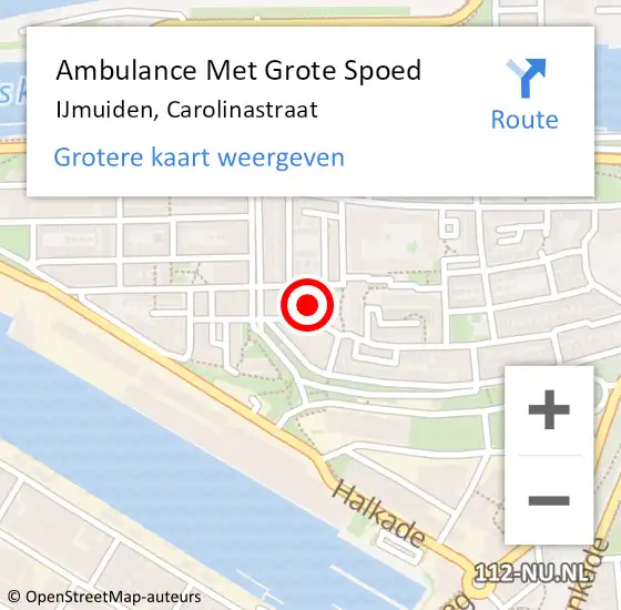 Locatie op kaart van de 112 melding: Ambulance Met Grote Spoed Naar IJmuiden, Carolinastraat op 15 november 2017 18:09