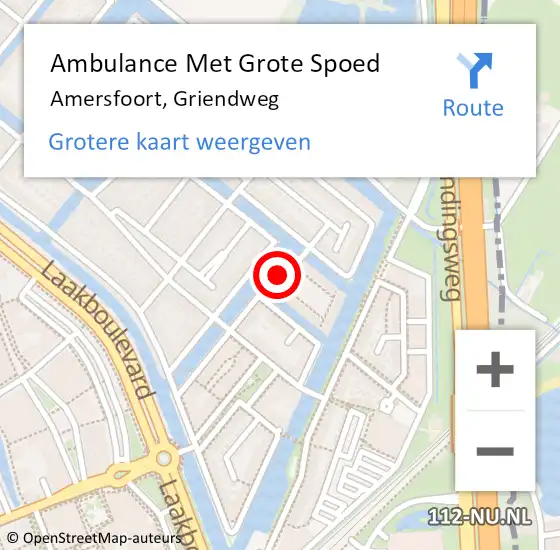 Locatie op kaart van de 112 melding: Ambulance Met Grote Spoed Naar Amersfoort, Griendweg op 15 november 2017 18:16