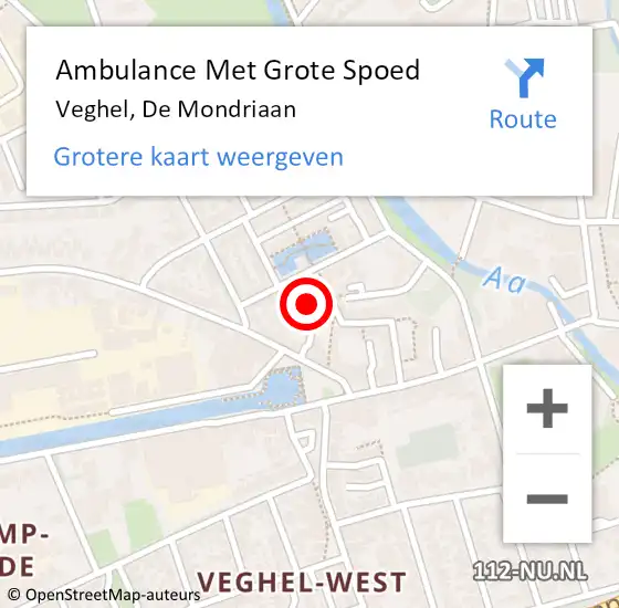 Locatie op kaart van de 112 melding: Ambulance Met Grote Spoed Naar Veghel, A50 Li op 15 november 2017 18:20
