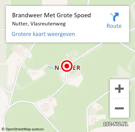 Locatie op kaart van de 112 melding: Brandweer Met Grote Spoed Naar Nutter, Vlasreutenweg op 15 november 2017 18:32
