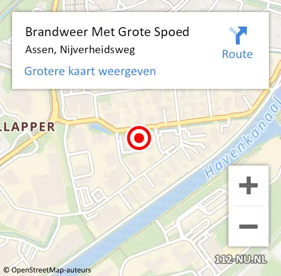 Locatie op kaart van de 112 melding: Brandweer Met Grote Spoed Naar Assen, Nijverheidsweg op 7 februari 2014 06:01