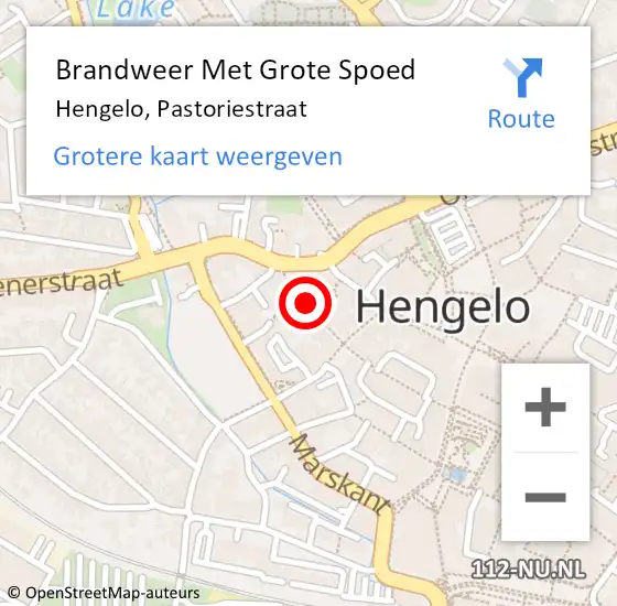 Locatie op kaart van de 112 melding: Brandweer Met Grote Spoed Naar Hengelo, Pastoriestraat op 15 november 2017 19:02