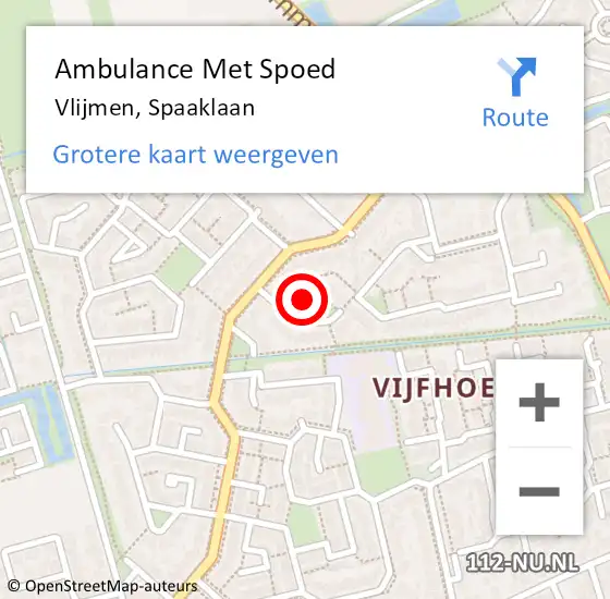 Locatie op kaart van de 112 melding: Ambulance Met Spoed Naar Vlijmen, Spaaklaan op 15 november 2017 19:02