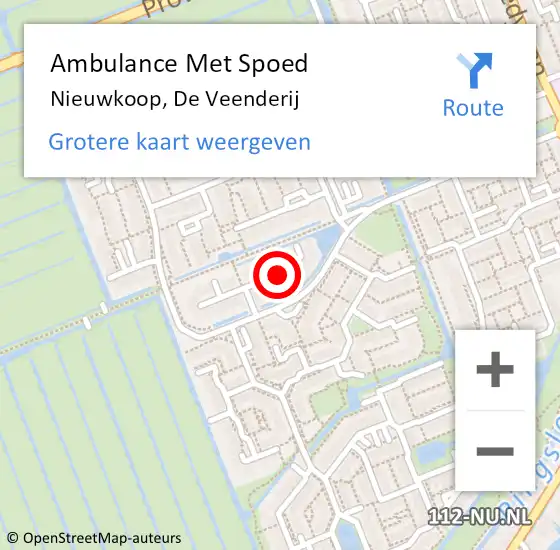 Locatie op kaart van de 112 melding: Ambulance Met Spoed Naar Nieuwkoop, De Veenderij op 15 november 2017 20:11