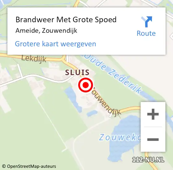 Locatie op kaart van de 112 melding: Brandweer Met Grote Spoed Naar Ameide, Zouwendijk op 15 november 2017 20:21