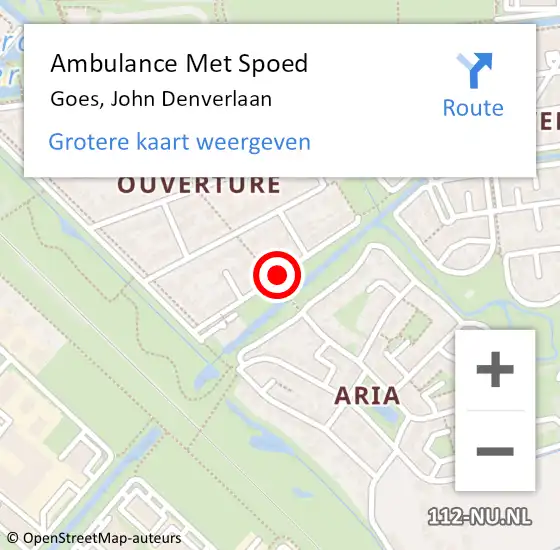 Locatie op kaart van de 112 melding: Ambulance Met Spoed Naar Goes, John Denverlaan op 15 november 2017 20:35