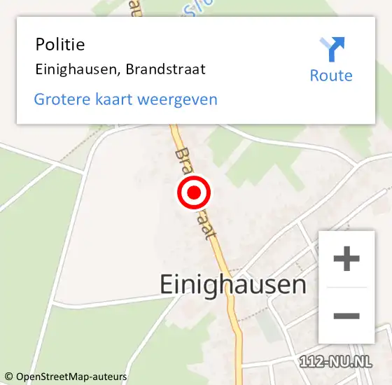 Locatie op kaart van de 112 melding: Politie Einighausen, Brandstraat op 15 november 2017 21:36