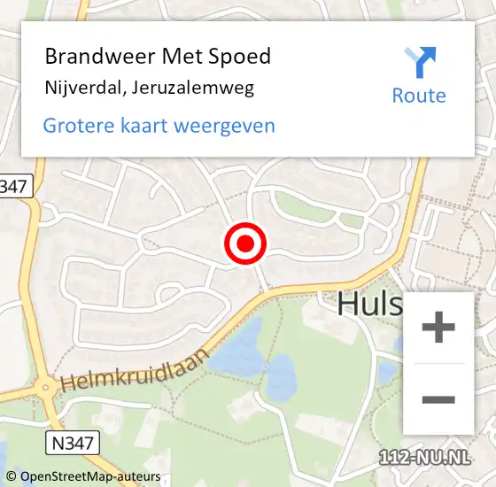 Locatie op kaart van de 112 melding: Brandweer Met Spoed Naar Nijverdal, Jeruzalemweg op 15 november 2017 22:28