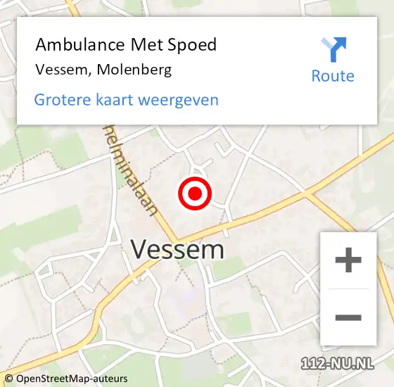 Locatie op kaart van de 112 melding: Ambulance Met Spoed Naar Vessem, Molenberg op 15 november 2017 22:43