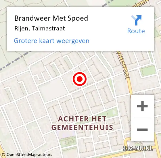 Locatie op kaart van de 112 melding: Brandweer Met Spoed Naar Rijen, Talmastraat op 15 november 2017 23:36