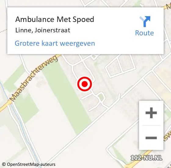 Locatie op kaart van de 112 melding: Ambulance Met Spoed Naar Linne, Joinerstraat op 16 november 2017 01:32