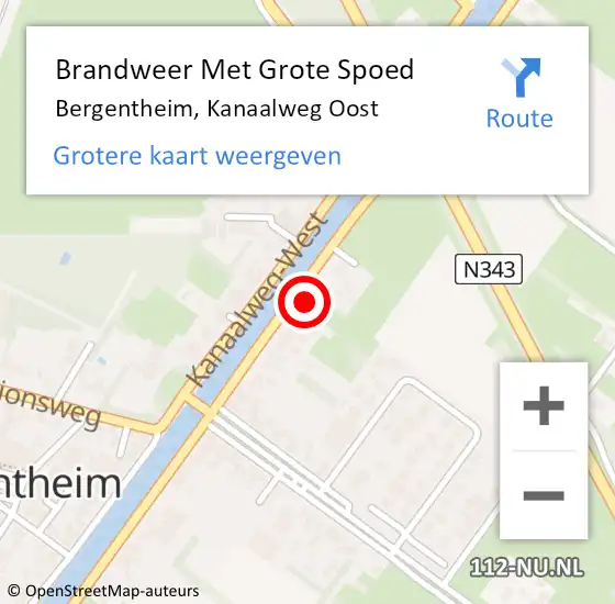 Locatie op kaart van de 112 melding: Brandweer Met Grote Spoed Naar Bergentheim, Kanaalweg Oost op 16 november 2017 02:46