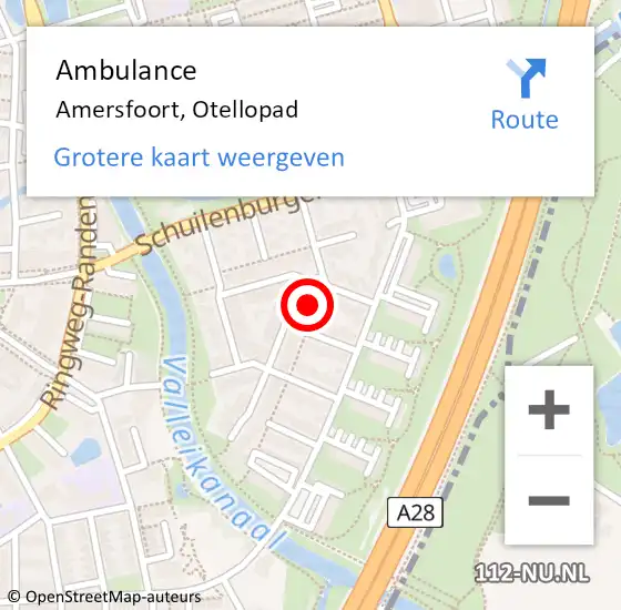 Locatie op kaart van de 112 melding: Ambulance Amersfoort, Otellopad op 16 november 2017 04:29