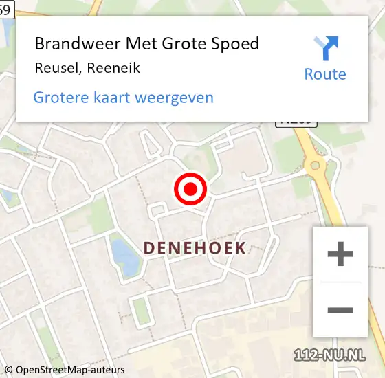 Locatie op kaart van de 112 melding: Brandweer Met Grote Spoed Naar Reusel, Reeneik op 16 november 2017 05:58