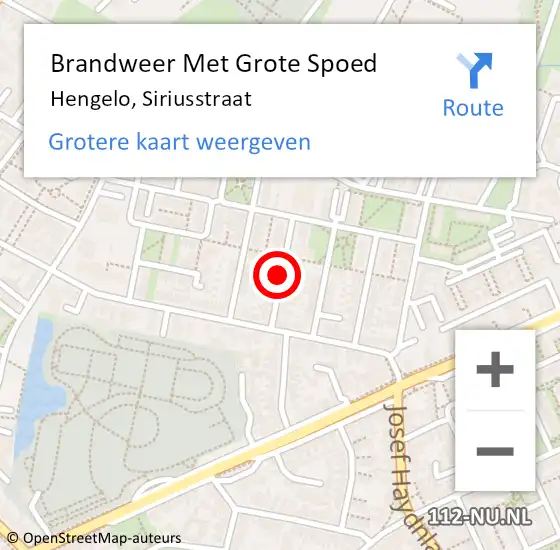 Locatie op kaart van de 112 melding: Brandweer Met Grote Spoed Naar Hengelo, Siriusstraat op 16 november 2017 07:01