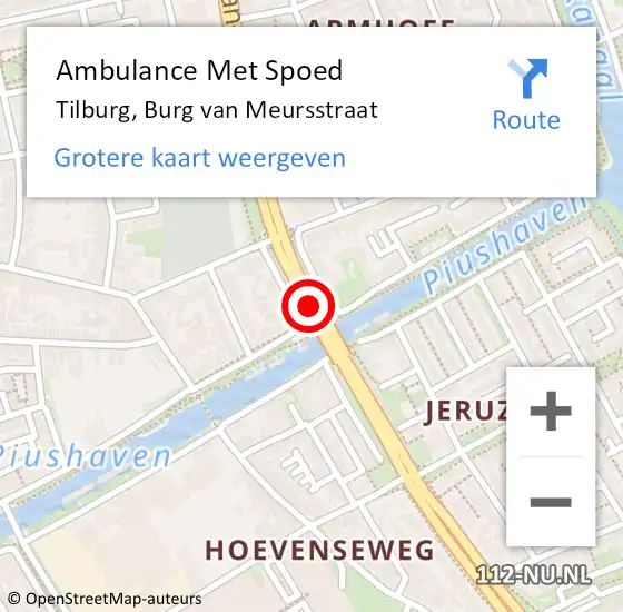 Locatie op kaart van de 112 melding: Ambulance Met Spoed Naar Tilburg, Burg van Meursstraat op 16 november 2017 08:01