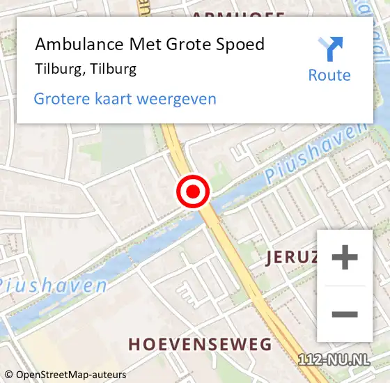 Locatie op kaart van de 112 melding: Ambulance Met Grote Spoed Naar Tilburg, Burg van Meursstraat op 16 november 2017 08:06