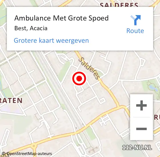 Locatie op kaart van de 112 melding: Ambulance Met Grote Spoed Naar Best, Acacia op 16 november 2017 08:08