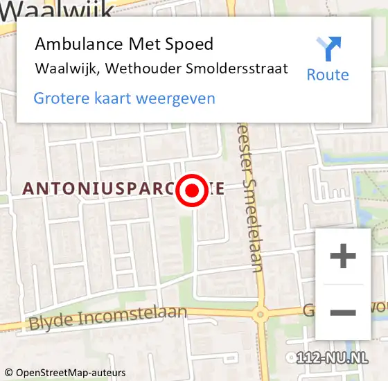 Locatie op kaart van de 112 melding: Ambulance Met Spoed Naar Waalwijk, Wethouder Smoldersstraat op 16 november 2017 08:42