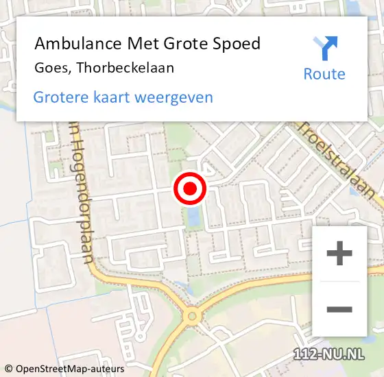 Locatie op kaart van de 112 melding: Ambulance Met Grote Spoed Naar Goes, Thorbeckelaan op 16 november 2017 08:53