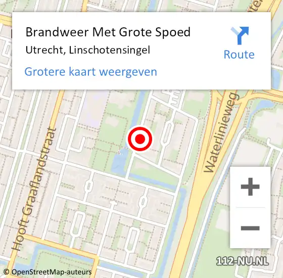 Locatie op kaart van de 112 melding: Brandweer Met Grote Spoed Naar Utrecht, Linschotensingel op 16 november 2017 08:56