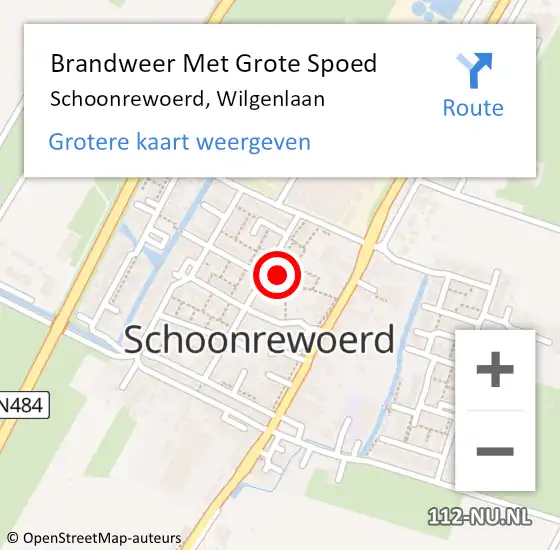 Locatie op kaart van de 112 melding: Brandweer Met Grote Spoed Naar Schoonrewoerd, Wilgenlaan op 16 november 2017 09:30