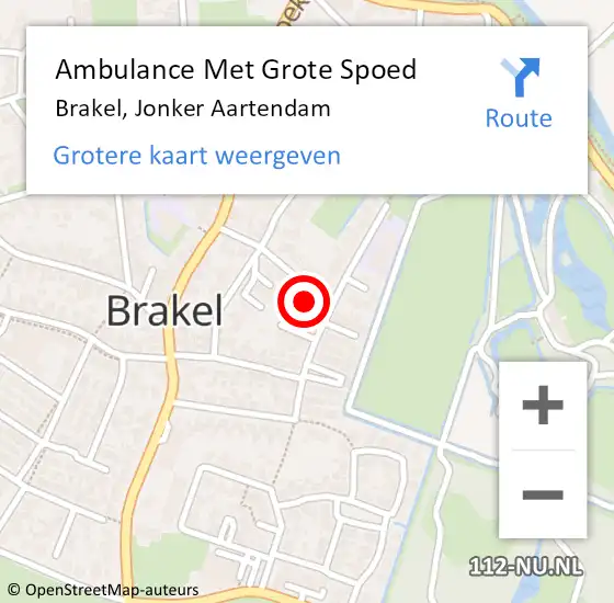 Locatie op kaart van de 112 melding: Ambulance Met Grote Spoed Naar Brakel, Jonker Aartendam op 16 november 2017 09:43