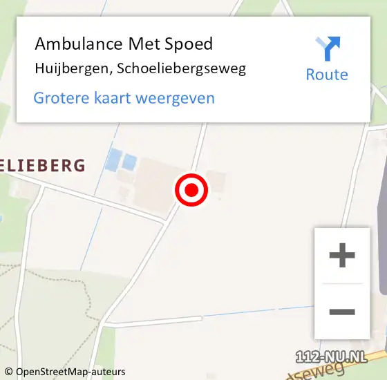 Locatie op kaart van de 112 melding: Ambulance Met Spoed Naar Huijbergen, Schoeliebergseweg op 16 november 2017 10:00