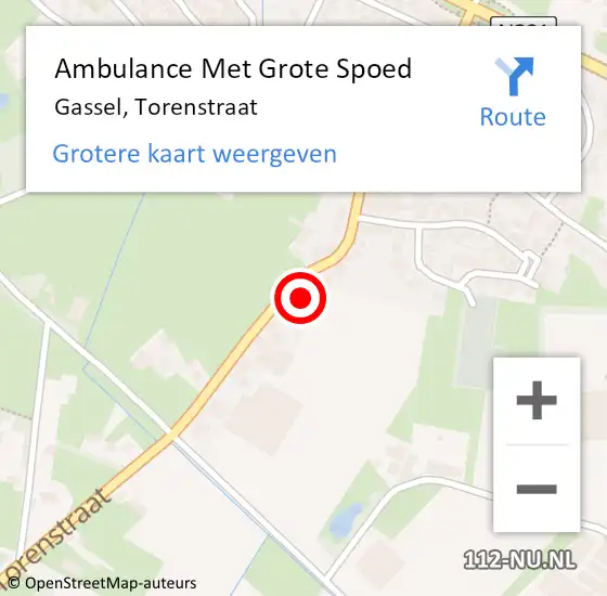 Locatie op kaart van de 112 melding: Ambulance Met Grote Spoed Naar Gassel, Torenstraat op 16 november 2017 10:35