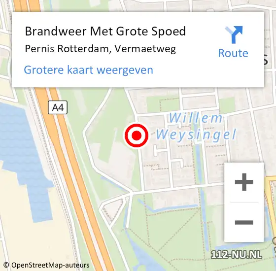 Locatie op kaart van de 112 melding: Brandweer Met Grote Spoed Naar Pernis Rotterdam, Vermaetweg op 16 november 2017 11:00