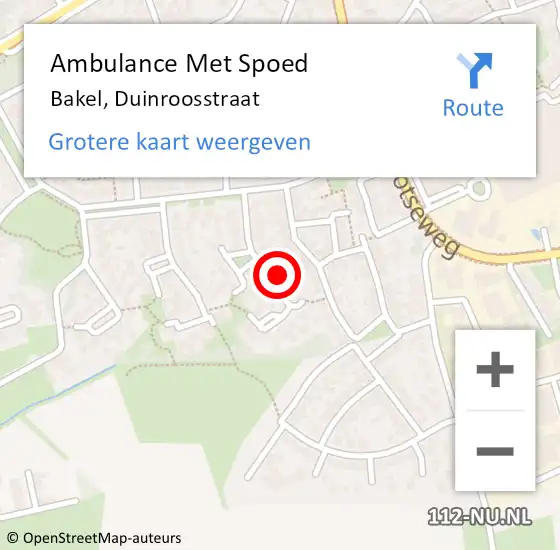 Locatie op kaart van de 112 melding: Ambulance Met Spoed Naar Bakel, Duinroosstraat op 16 november 2017 11:50