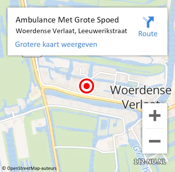 Locatie op kaart van de 112 melding: Ambulance Met Grote Spoed Naar Woerdense Verlaat, Leeuwerikstraat op 16 november 2017 12:03