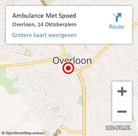 Locatie op kaart van de 112 melding: Ambulance Met Spoed Naar Overloon, 14 Oktoberplein op 16 november 2017 12:39