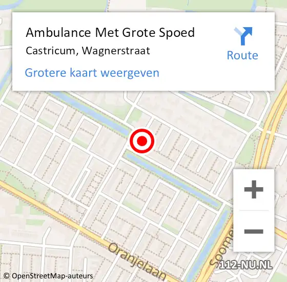 Locatie op kaart van de 112 melding: Ambulance Met Grote Spoed Naar Castricum, Wagnerstraat op 16 november 2017 13:04