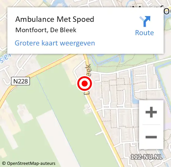 Locatie op kaart van de 112 melding: Ambulance Met Spoed Naar Montfoort, De Bleek op 16 november 2017 13:05