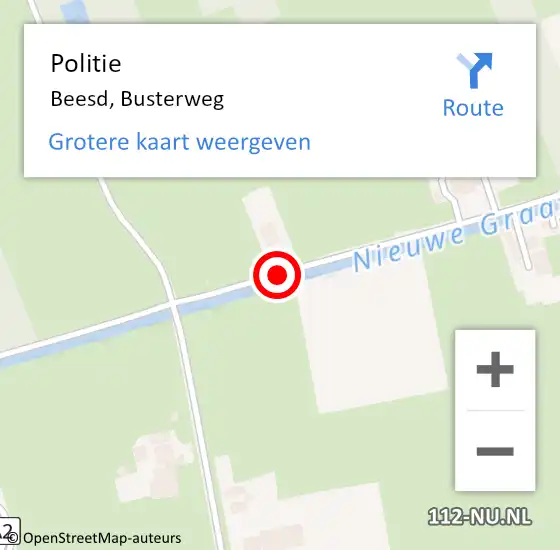 Locatie op kaart van de 112 melding: Politie Beesd, Busterweg op 16 november 2017 13:13