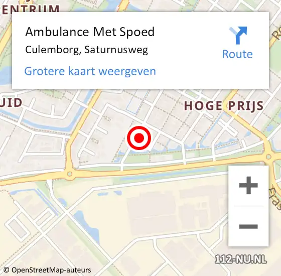 Locatie op kaart van de 112 melding: Ambulance Met Spoed Naar Culemborg, Saturnusweg op 16 november 2017 14:15