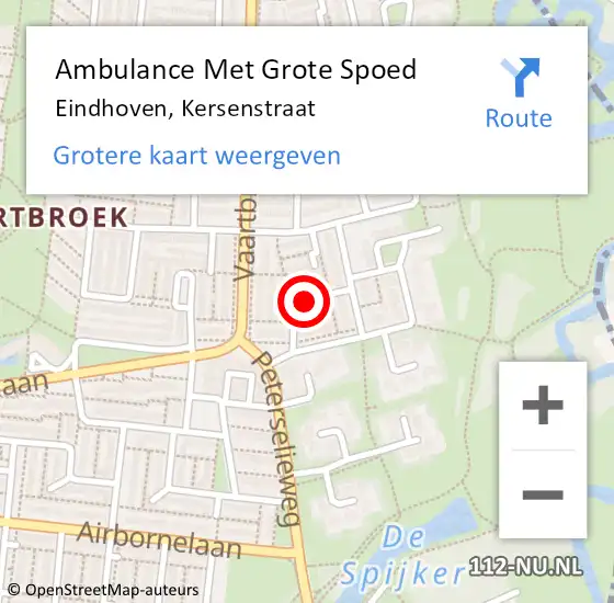 Locatie op kaart van de 112 melding: Ambulance Met Grote Spoed Naar Eindhoven, Kersenstraat op 16 november 2017 14:59