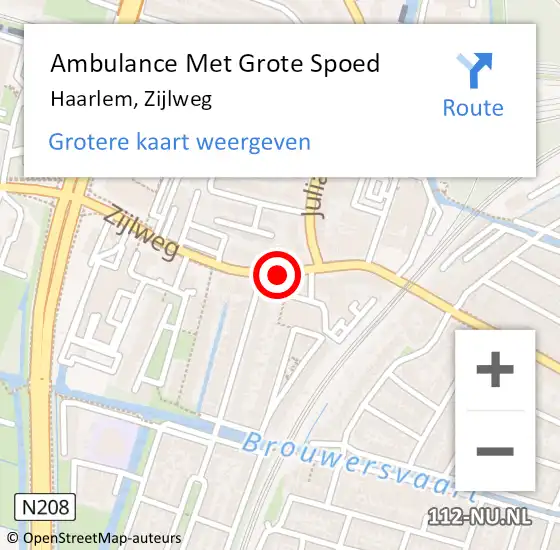 Locatie op kaart van de 112 melding: Ambulance Met Grote Spoed Naar Haarlem, Zijlweg op 16 november 2017 15:33